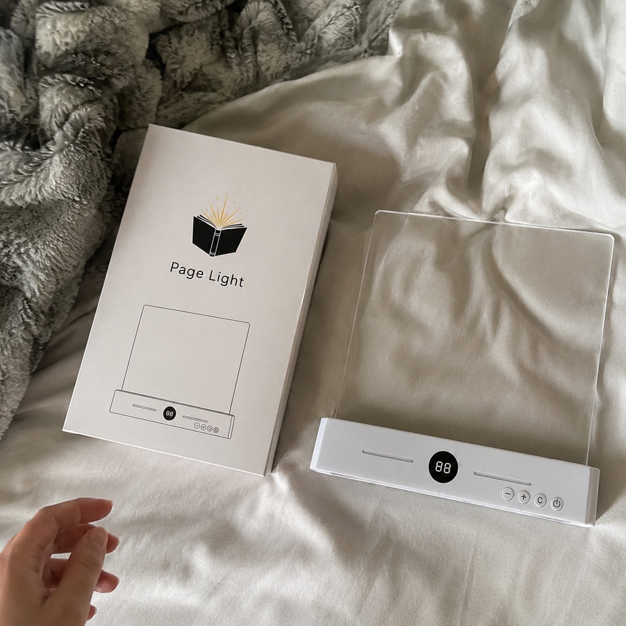 PageLight and box on bedsheets