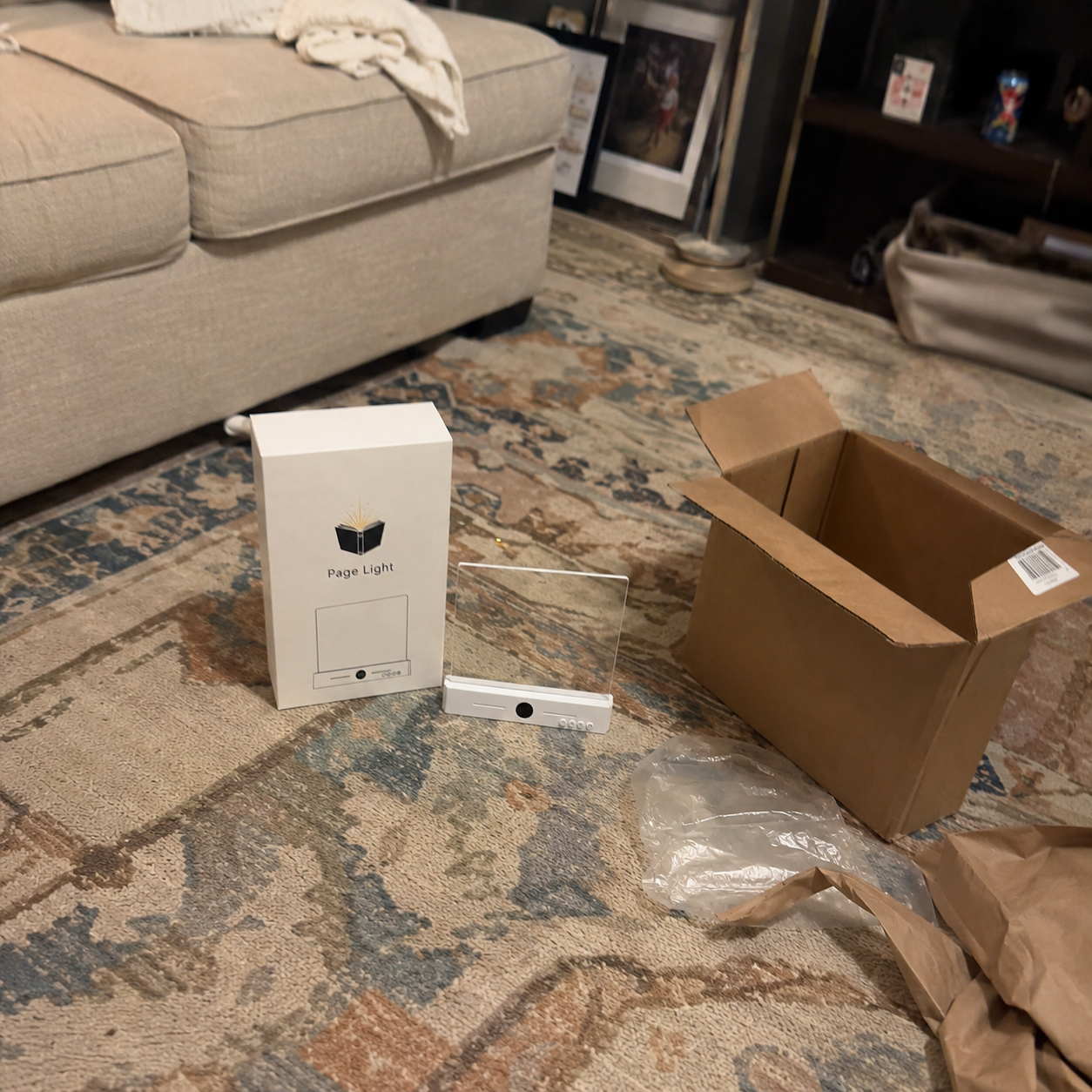 PageLight unboxed in the living room